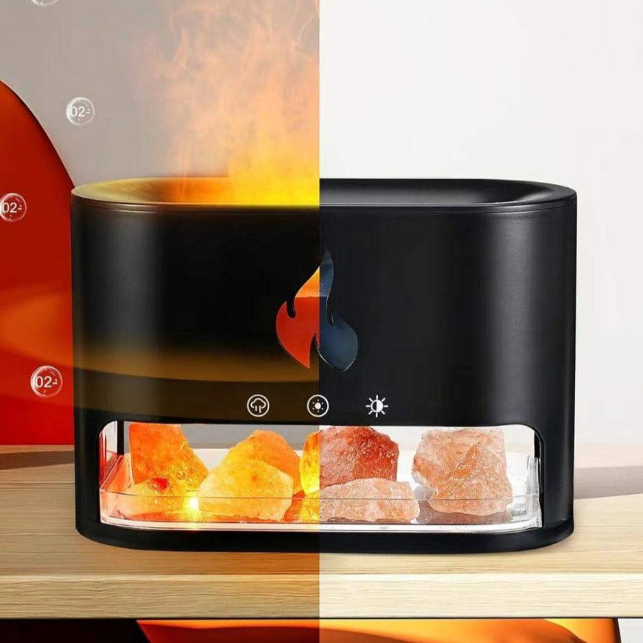 Himalayan Salt Flame Essential Oil Scent Diffuser Humidifier 2024 - Black