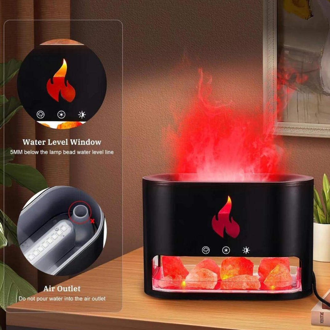 Himalayan Salt Flame Essential Oil Scent Diffuser Humidifier 2024 - Black