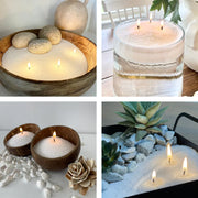 Sand candle styled in a decorative heat-safe vessel