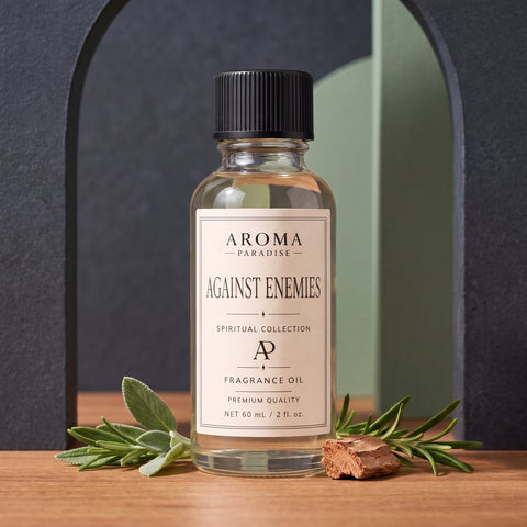 Against Enemies spiritual fragrance oil in an editorial scent setting - Aroma Paradise