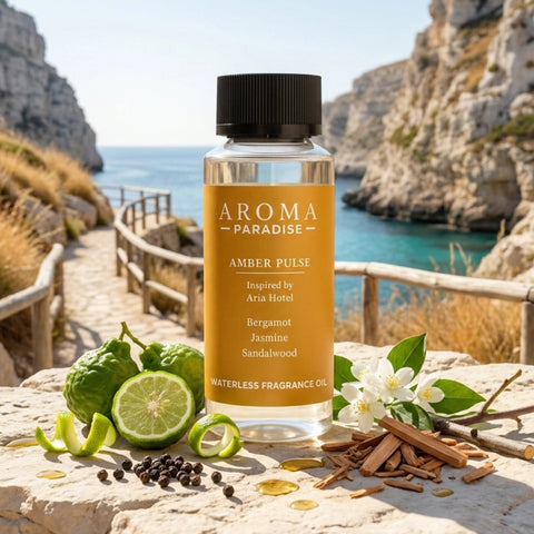Aroma Paradise Amber Pulse waterless fragrance oil immersive product image