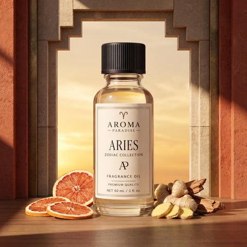 Aries Zodiac fragrance oil in an editorial scent setting - Aroma Paradise