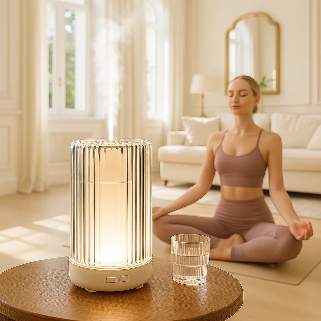 7 Color Clear Ultrasonic Essential Oil Diffuser & Cool Mist Humidifier – LED Night Light, Auto Shut-Off & Whisper Quiet for Home & Office (with remote) ultrasonic essential oil diffuser and humidifier - alternate view - Aroma Paradise