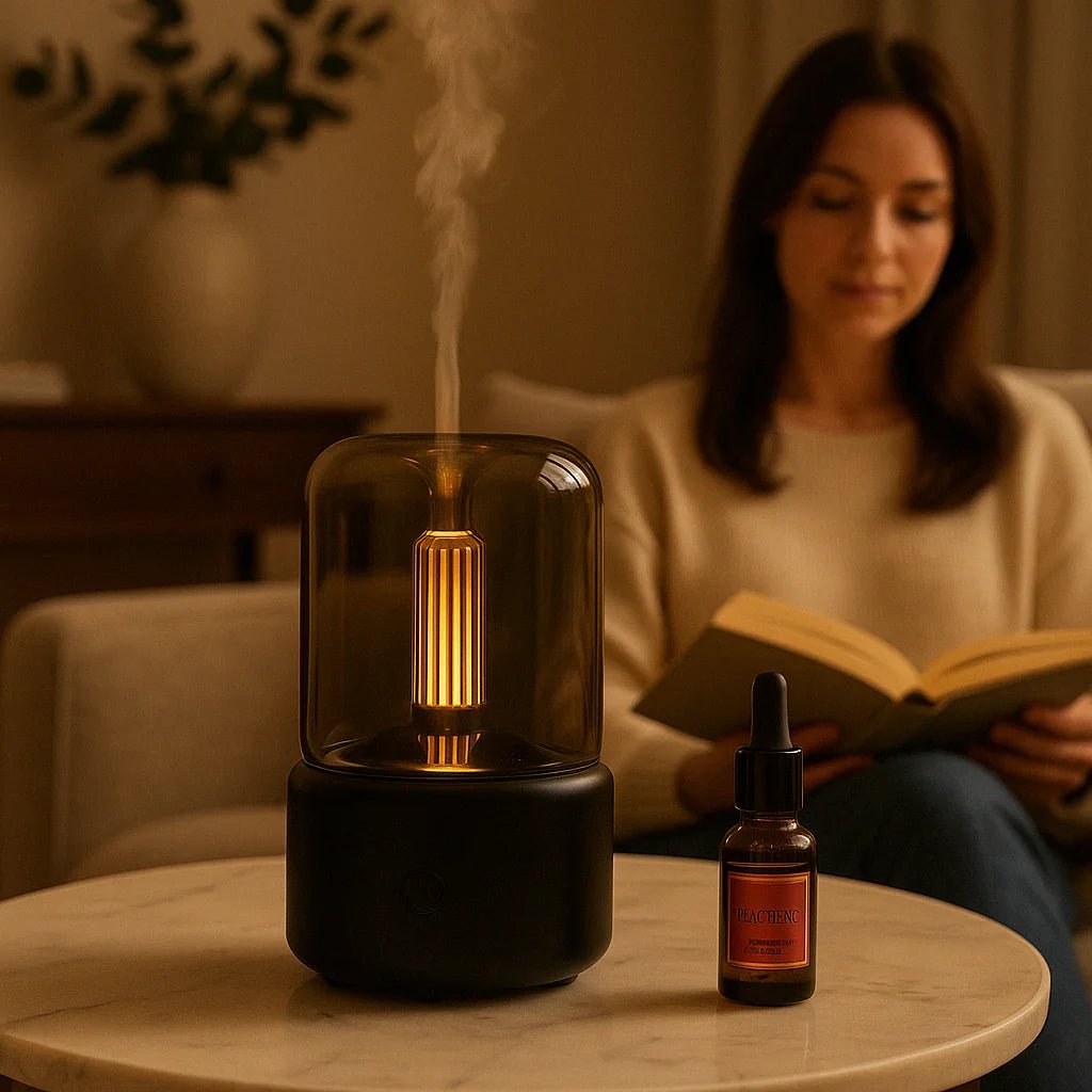 Candlelight Ultrasonic Essential Oil Diffuser & Cool Mist Humidifier – LED Night Light, Auto Shut-Off & Whisper Quiet for Home & Office ultrasonic essential oil diffuser and humidifier - alternate view - Aroma Paradise