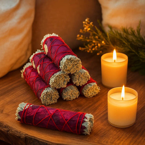 White Sage Smudge Stick with Rose Petals for Energy Cleansing & Love for spiritual cleansing - Aroma Paradise
