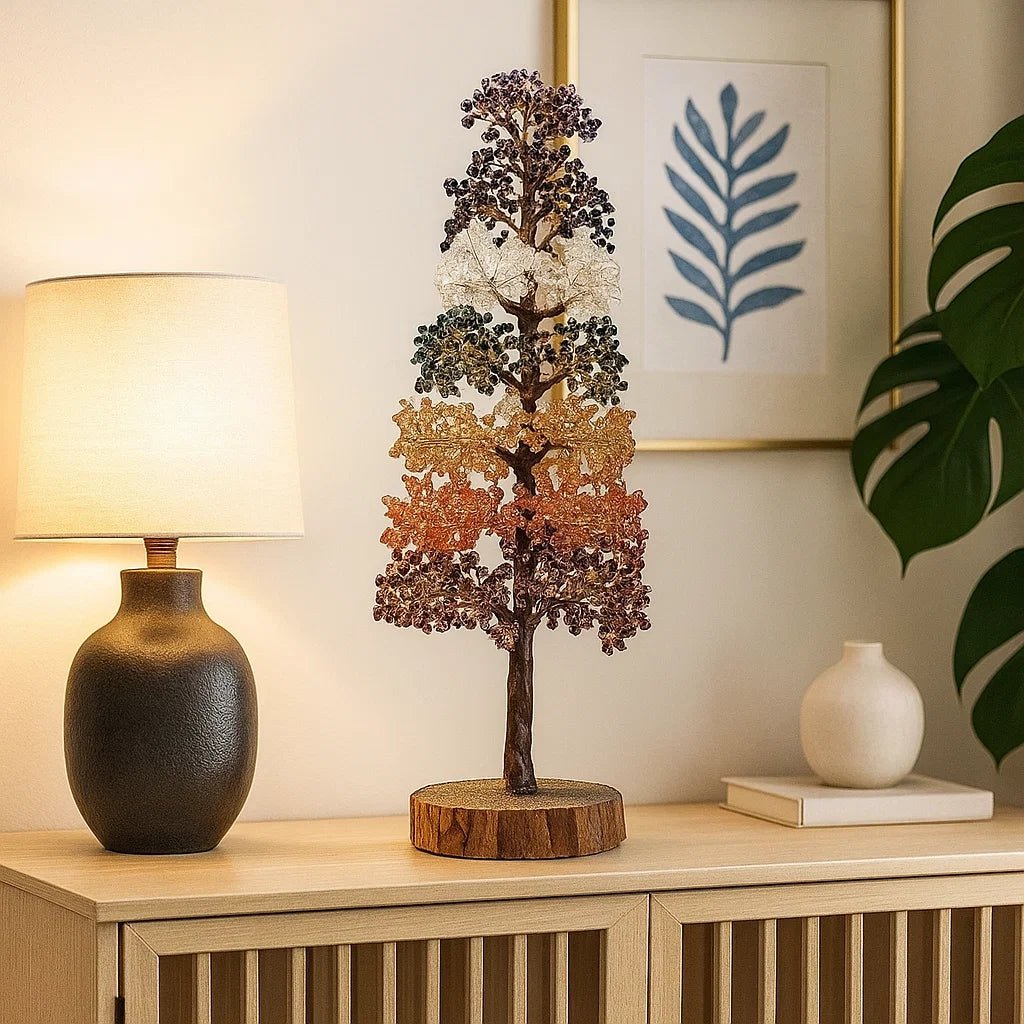7-Chakra Money Tree with 7000 Crystals for Prosperity, Growth and Energy Alignment - 48" - crystal gemstone tree for feng shui - alternate view - Aroma Paradise