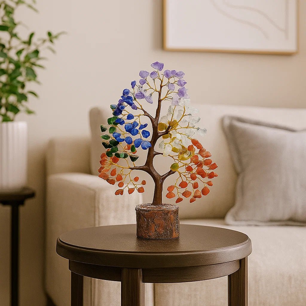 Árbol de cristal curativo de los 7 chakras con 300 piedras preciosas para equilibrar la energía, la curación y la decoración.