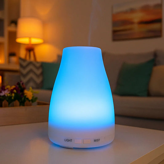Cup Ultrasonic Essential Oil Diffuser & Cool Mist Humidifier – LED Night Light, Auto Shut-Off & Whisper Quiet for Home & Office (with remote)