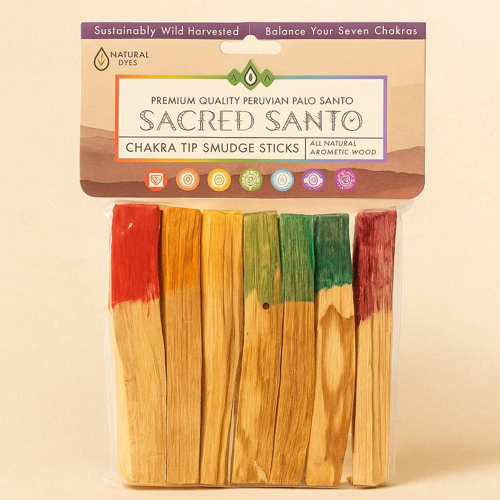 Peruvian 7 Chakra Palo Santo Smudge Sticks (7 Sticks per pack) for spiritual cleansing - Aroma Paradise