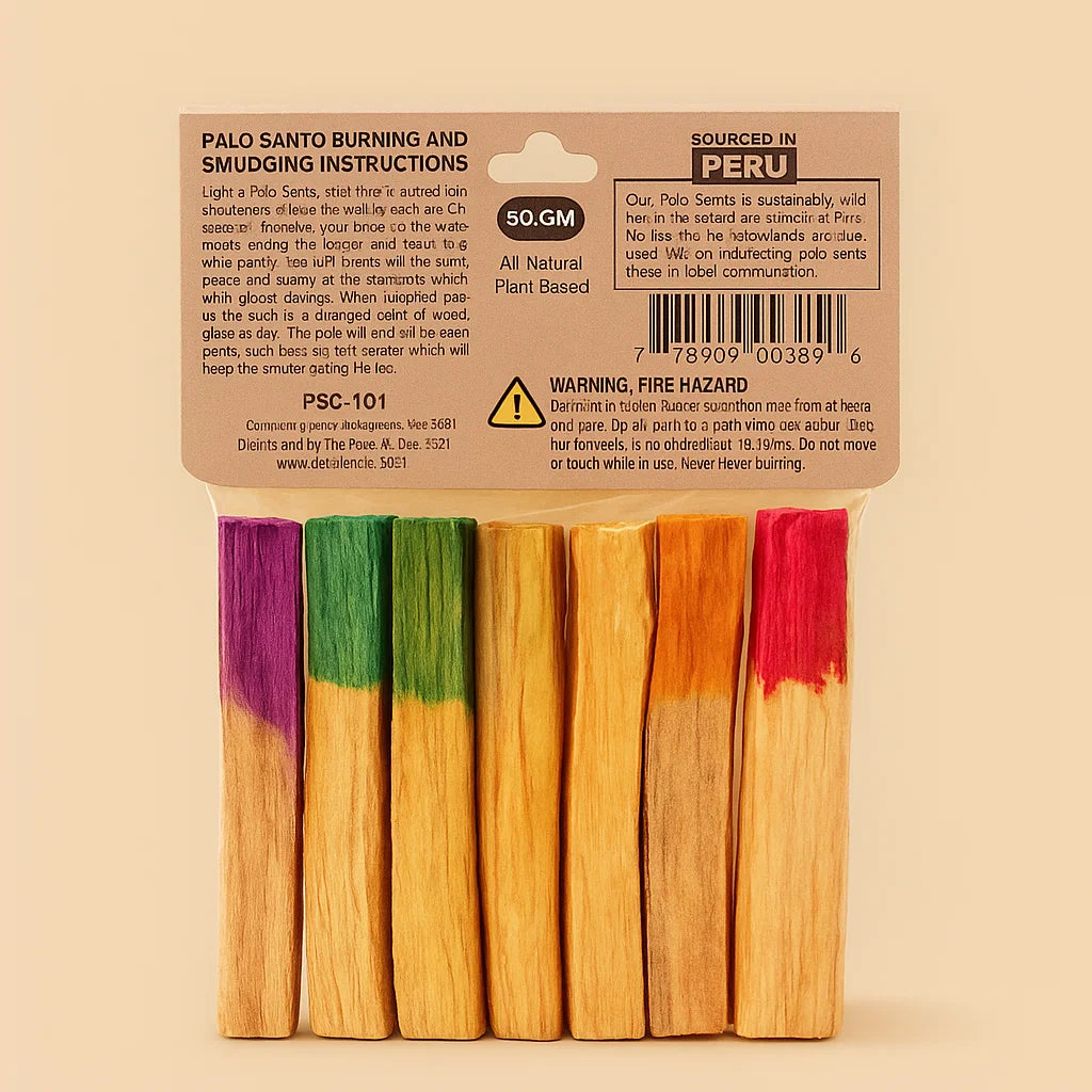 Peruvian 7 Chakra Palo Santo Smudge Sticks (7 Sticks per pack) for spiritual cleansing - alternate view - Aroma Paradise