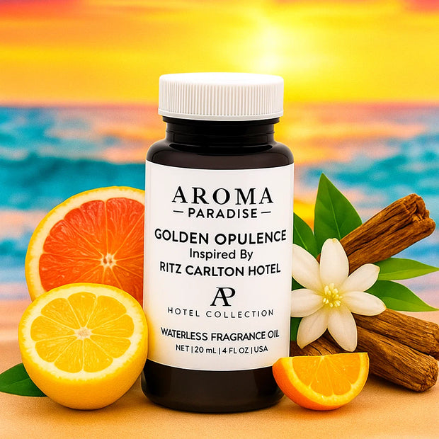 Ritz Carlton Hotel Inspired Waterless Fragrance Oil – Bergamot, Vanilla & Sandalwood – For Cold-Air Diffusers - Golden Opulence