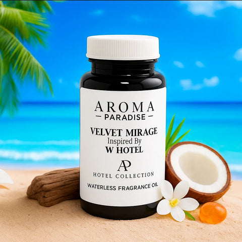 Fragrance Oil Bottle with beach background