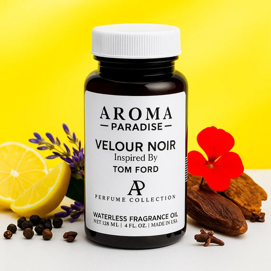 Fragrance Oil Bottle with yellow background