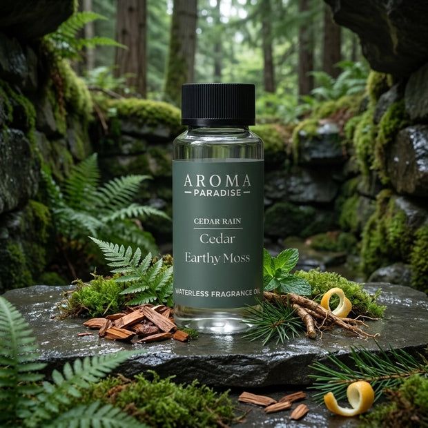 Cedar Rain Waterless Fragrance Oil – Light Citrus, Cedarwood & Damp Earth – For Cold-Air Diffusers