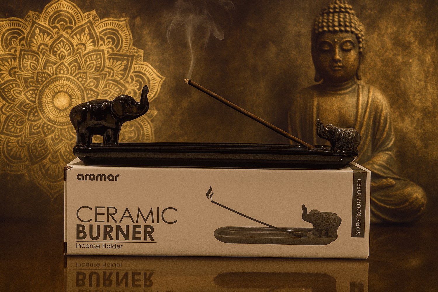 Ceramic Incense Burner - Elephant - alternate view - Aroma Paradise
