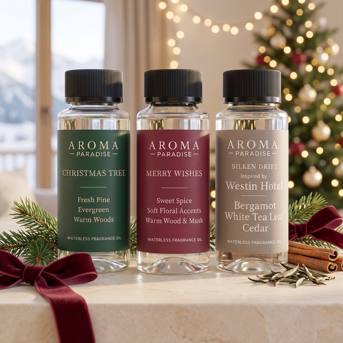 Christmas Scents - 3-Oil Collection with Christmas Tree, Merry Wishes, Silken Drift