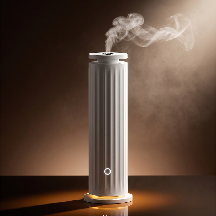 Aroma Paradise Tower Pro Waterless Cold-Air Scent Diffuser - White Cinematic Hero Shot