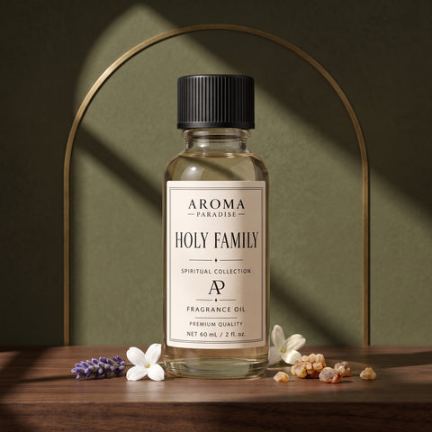 Holy Family spiritual fragrance oil in an editorial scent setting - Aroma Paradise