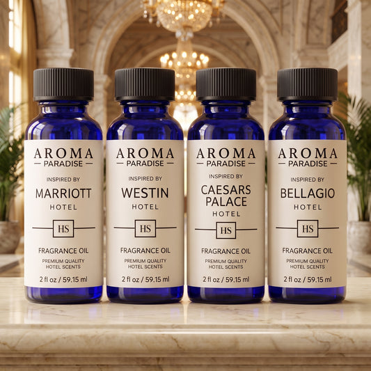 Hotel Fragrance Oil 4-Pack 1 with Marriott, Westin, Caesars Palace and Bellagio inspired scents