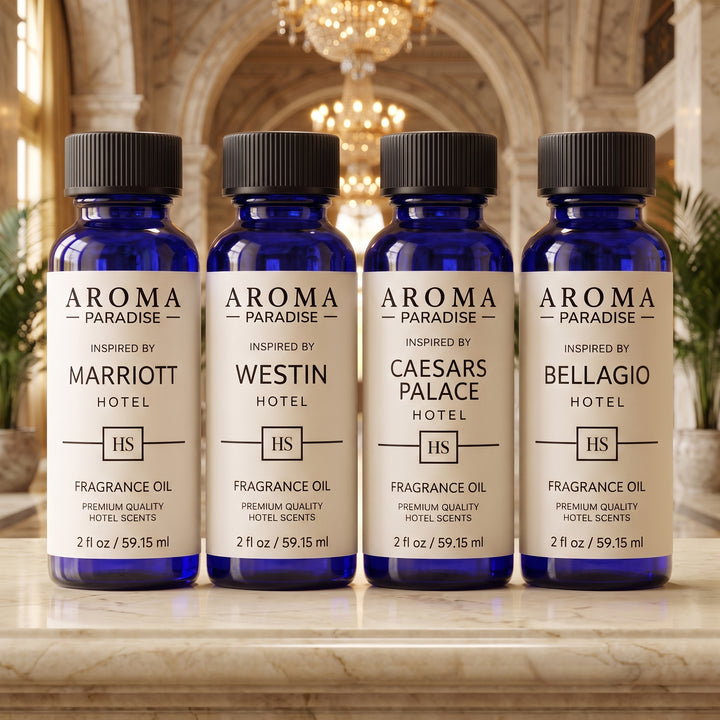 Hotel Fragrance Oil 4-Pack 1 with Marriott, Westin, Caesars Palace and Bellagio inspired scents