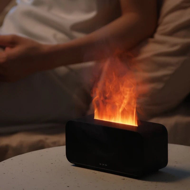 Mini Warm Flame Ultrasonic Essential Oil Diffuser & Cool Mist Humidifier – LED Night Light, Auto Shut-Off & Whisper Quiet for Home & Office ultrasonic essential oil diffuser and humidifier - alternate view - Aroma Paradise