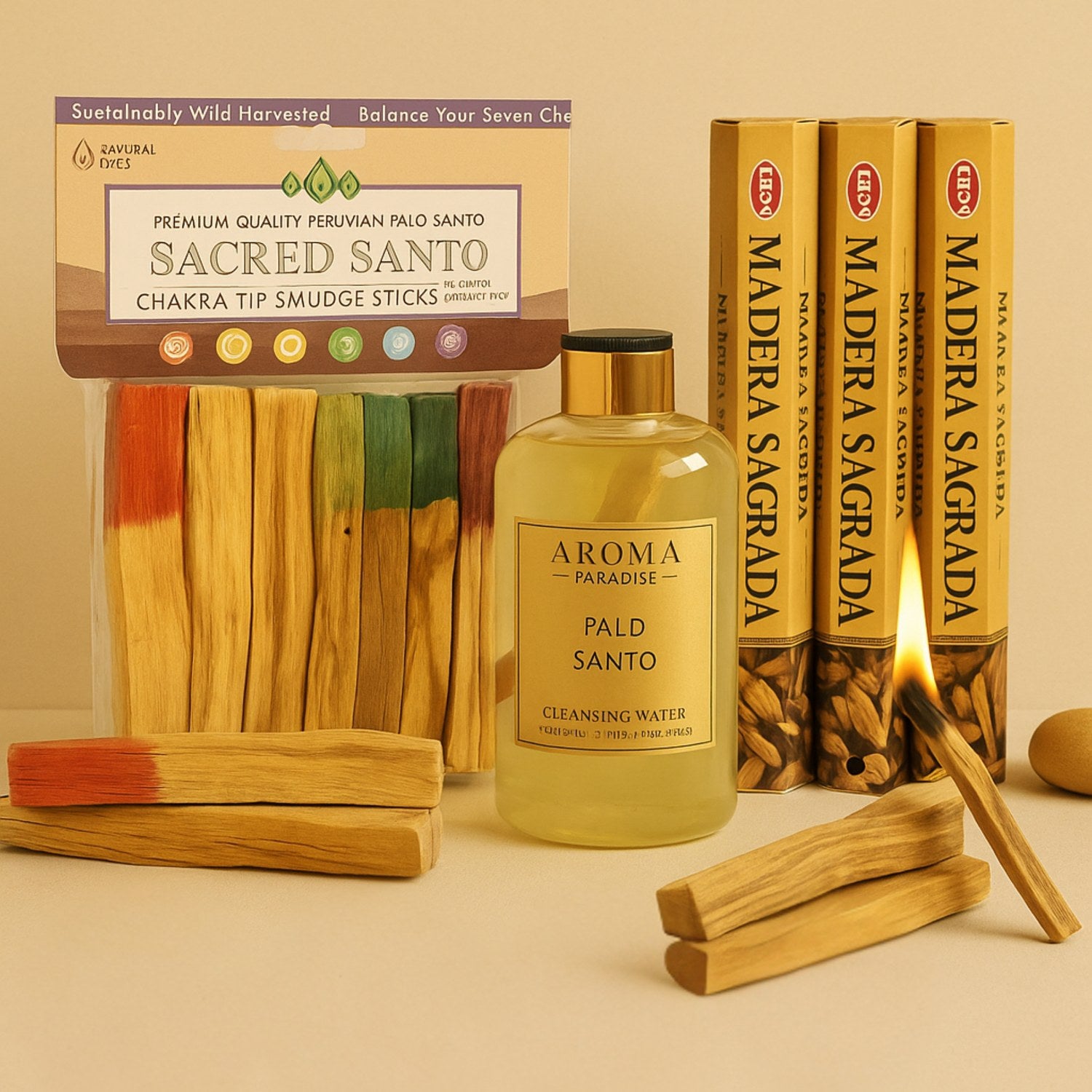 Ultimate Palo Santo Gift Pack – Cleansing Water, Incense & Sticks Set - Aroma Paradise