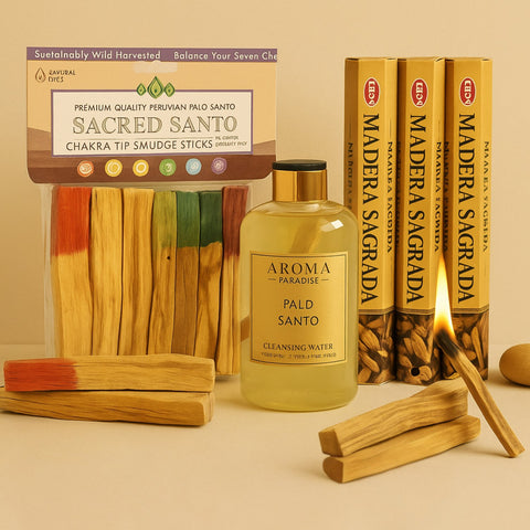 Ultimate Palo Santo Gift Pack – Cleansing Water, Incense & Sticks Set - Aroma Paradise