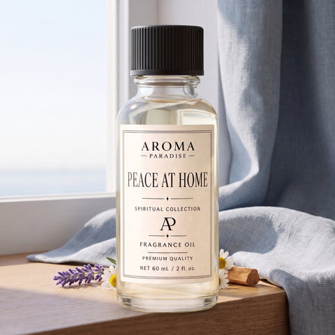 Peace At Home spiritual fragrance oil in an editorial scent setting - Aroma Paradise