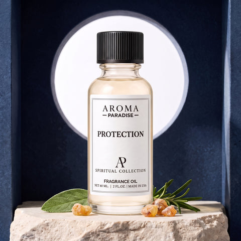 Protection spiritual fragrance oil in an editorial scent setting - Aroma Paradise