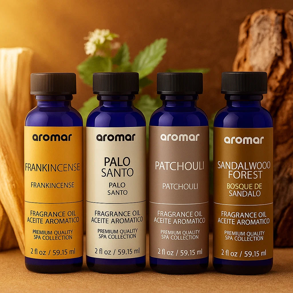 Woody Fragrance Oils 10-Pack – Sandalwood, Patchouli, Palo Santo & Frankincense fragrance oil - Aroma Paradise