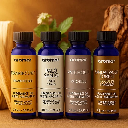 Woody Fragrance Oils 10-Pack – Sandalwood, Patchouli, Palo Santo & Frankincense