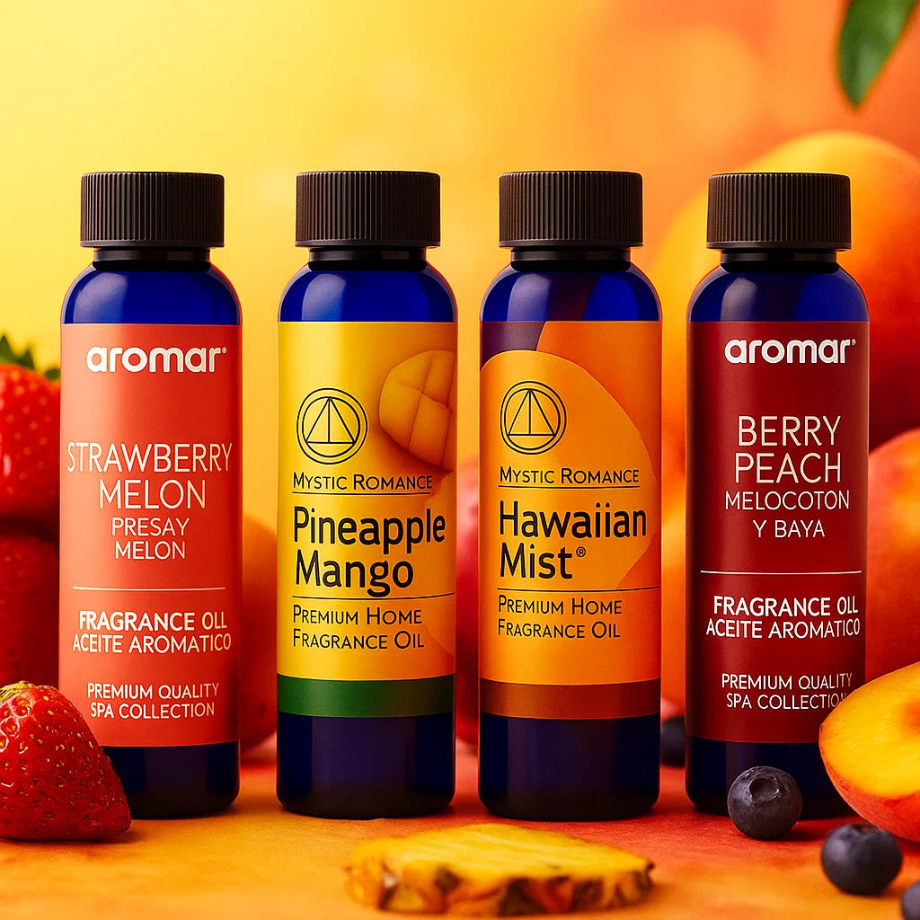 Fruity Fragrance Oils 10-Pack – Strawberry Melon, Pineapple Mango, Hawaiian Mist & Berry Peach fragrance oil - Aroma Paradise