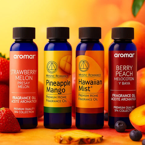 Fruity Fragrance Oils 10-Pack – Strawberry Melon, Pineapple Mango, Hawaiian Mist & Berry Peach fragrance oil - Aroma Paradise