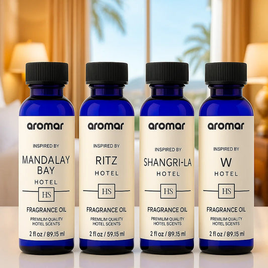 Hotel Fragrance Oils 4-Pack #2 – Mandalay Bay, Ritz, Shangri-La & W Hotel Inspired