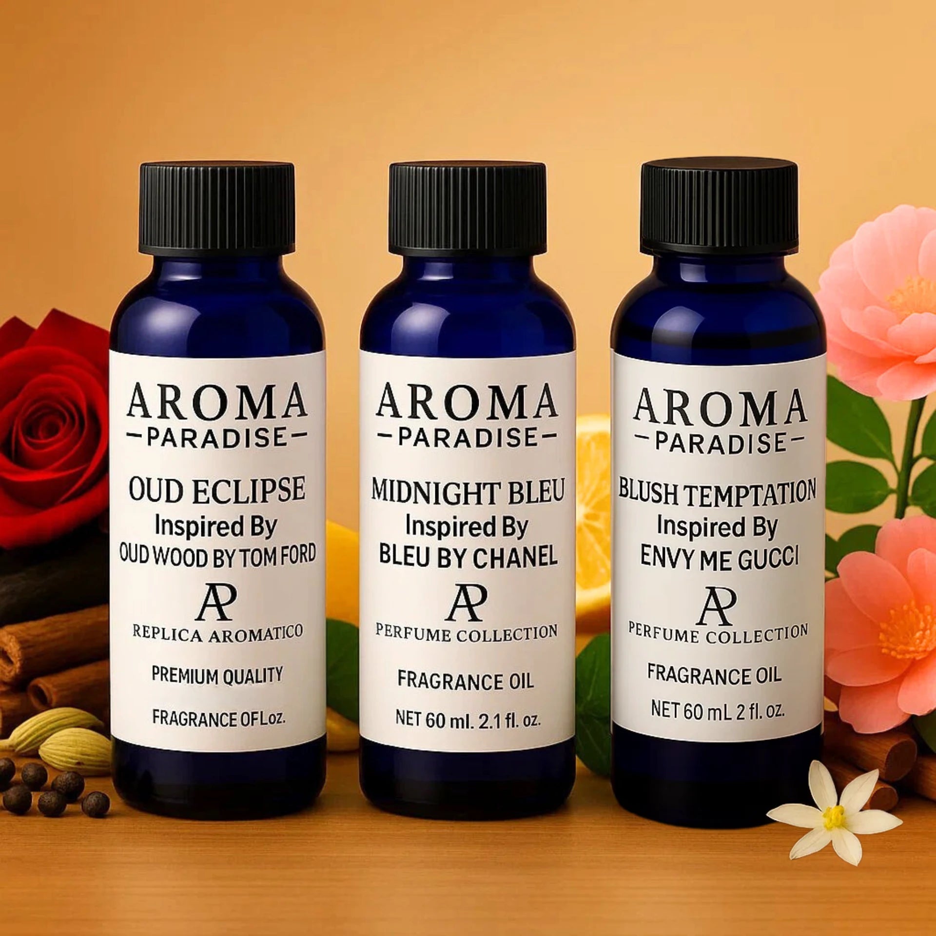 Perfume Fragrance Oils 3-Pack #2 – Envy Me, Bleu de Chanel & Oud Wood Inspired