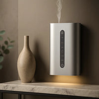 Luxury Aluminum Plug-In Waterless Cold Air Scent Diffuser | Best for Small to Medium Rooms | Night Light, Auto Shutoff, Daylight Sensor, 3 Intensity Levels