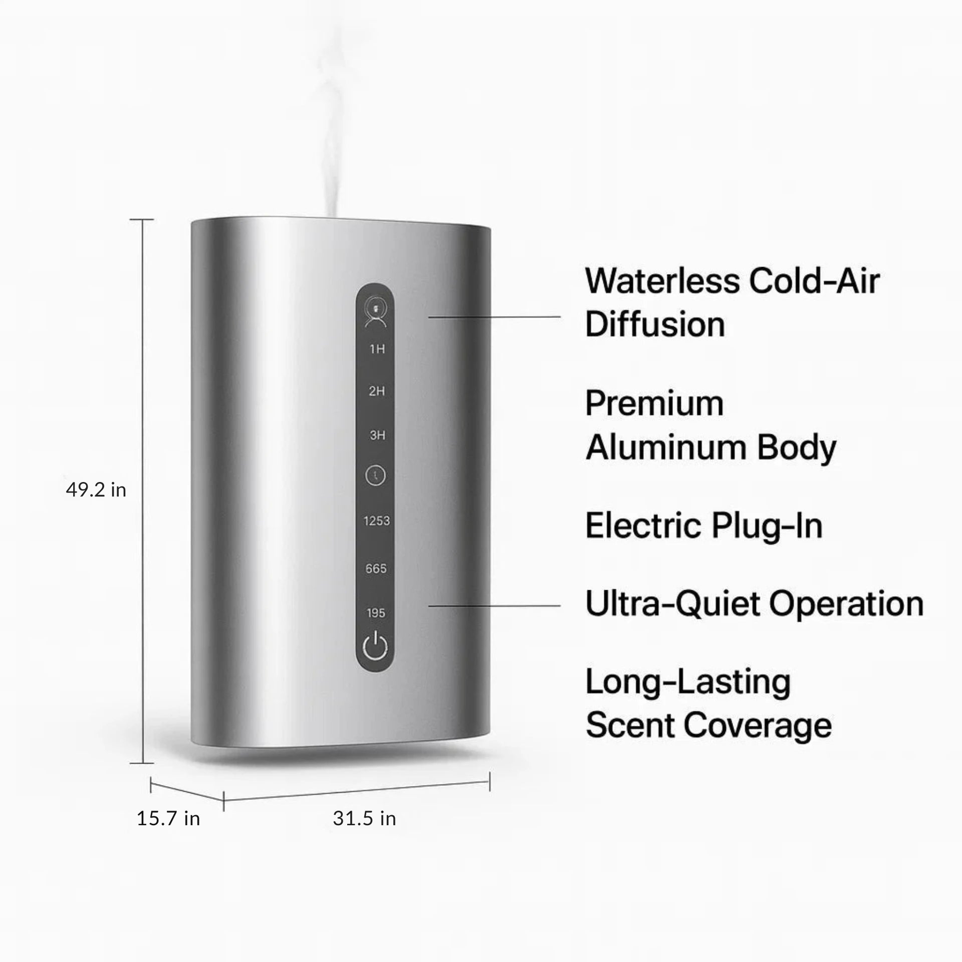 Luxury Aluminum Waterless Cold Air Plug-In Wall Scent Diffuser | Coverage up-to 1000 Sq Ft | Night Light, Auto Shutoff, Daylight Sensor, 3 Intensity Levels