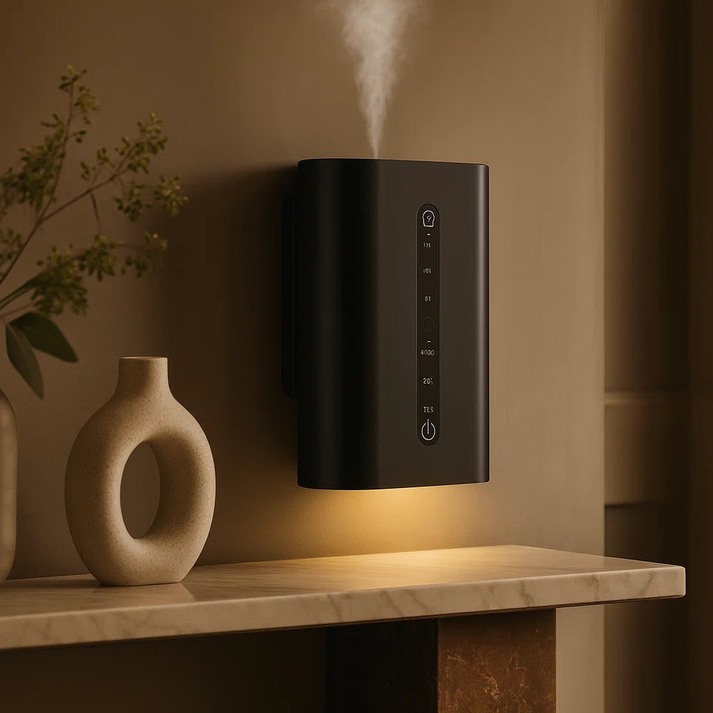 Luxury Aluminum Waterless Cold Air Plug-In Wall Scent Diffuser | Coverage up-to 1000 Sq Ft | Night Light, Auto Shutoff, Daylight Sensor, 3 Intensity Levels