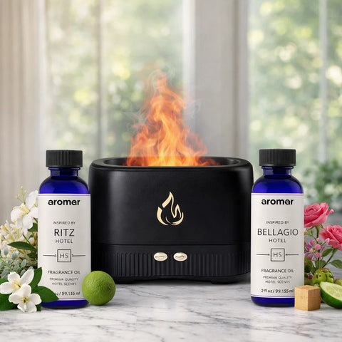 Warm Flame Diffuser Gift Pack – With Ritz & Bellagio inspired Oils - Aroma Paradise