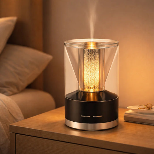 Candlelight Rechargeable Waterless Cold Air Diffuser | For Home, Hotel & Commercial Spaces | Coverage up-to 1000 Sq Ft Coverage | Rechargeable, 7- Color Night Light & 3 Intensity Levels