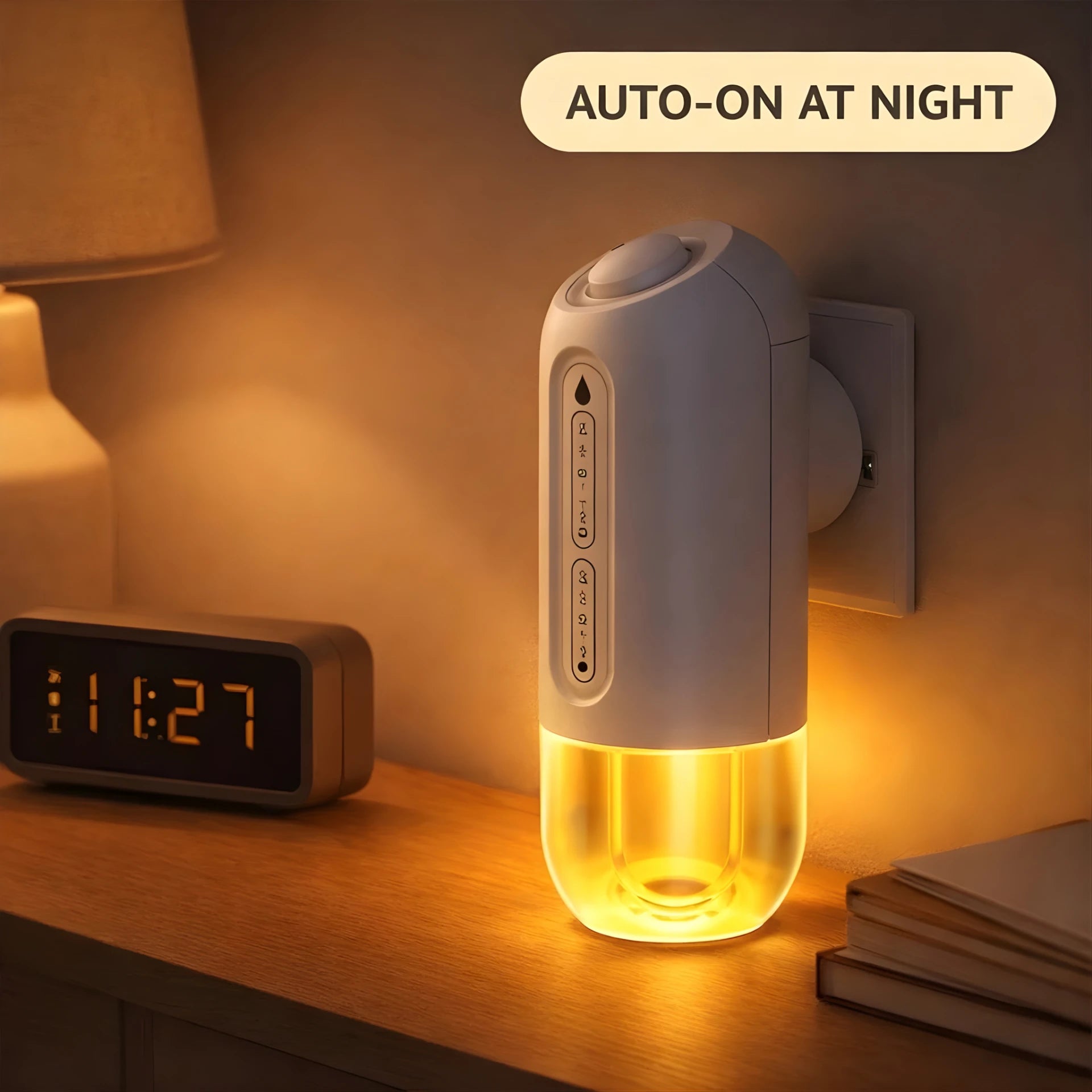 Night Light Sensor Plug-In Waterless Cold Air Scent Diffuser waterless cold-air scent diffuser - in use - Aroma Paradise