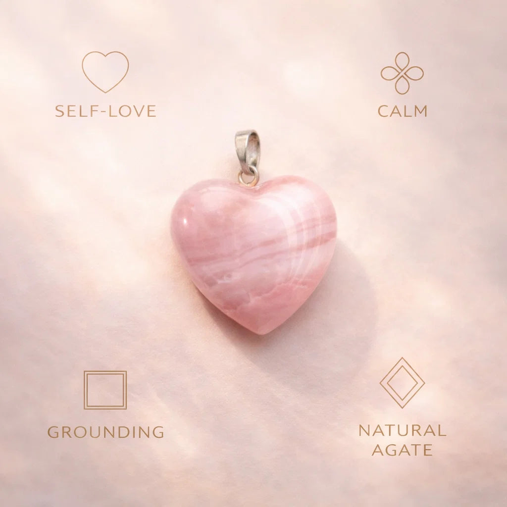 Heart Crystal Pendant – Natural Healing Energy Jewelry - in use - Aroma Paradise