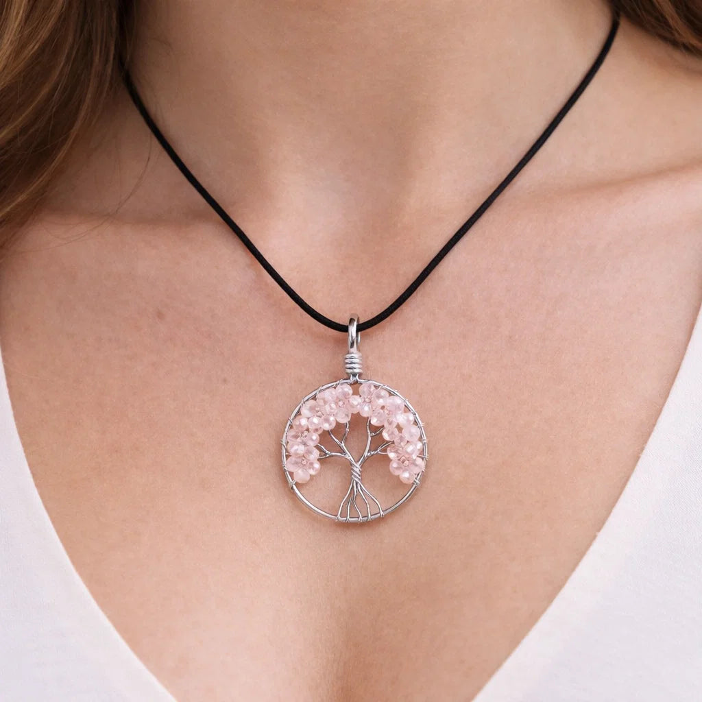 Tree of Life Crystal Pendant – Natural Stone Symbol Jewelry