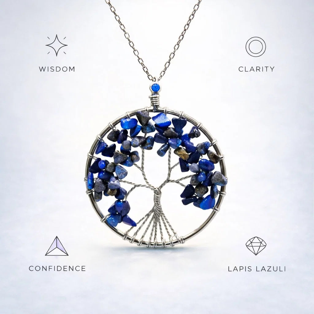 Tree of Life Crystal Pendant – Natural Stone Symbol Jewelry