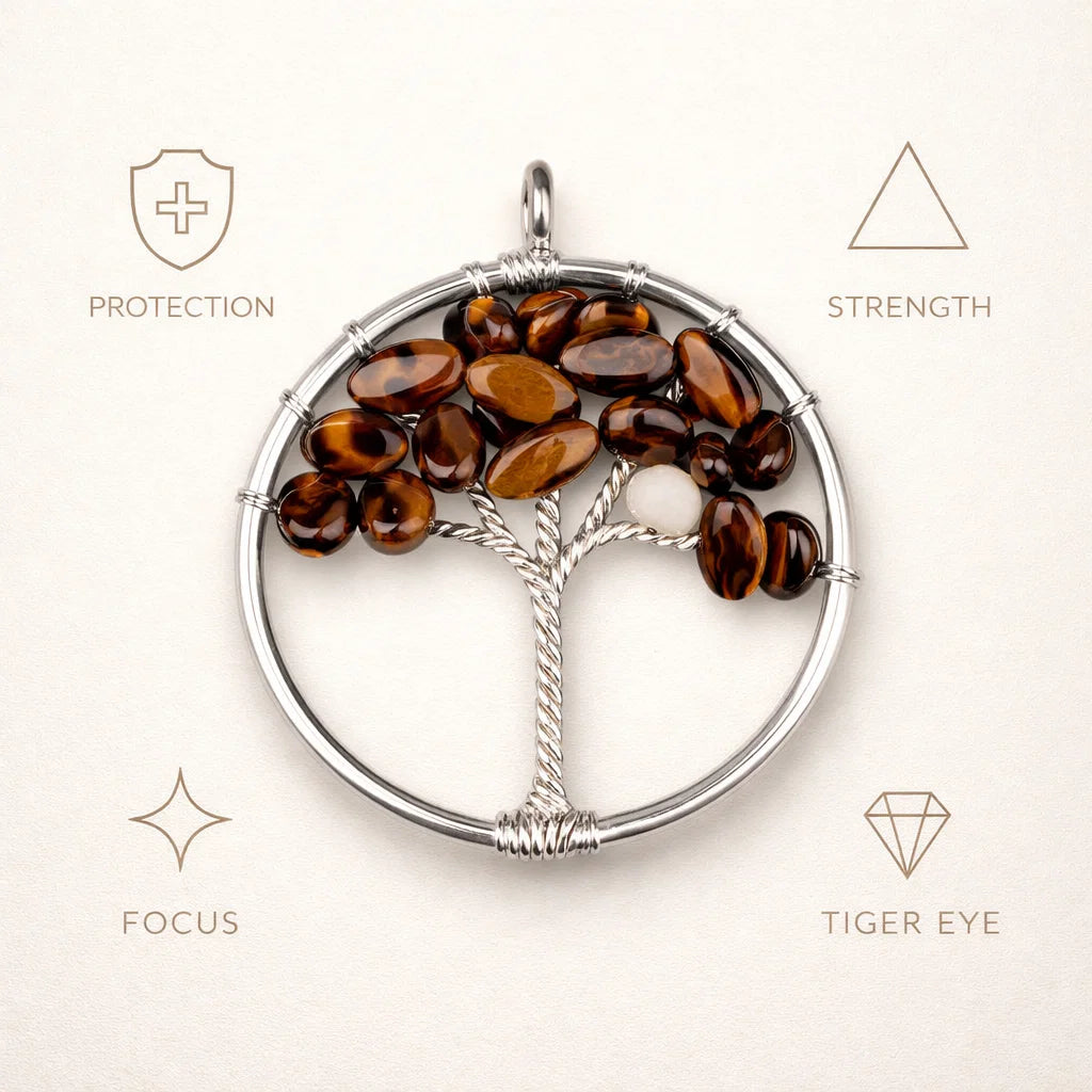 Tree of Life Crystal Pendant – Natural Stone Symbol Jewelry
