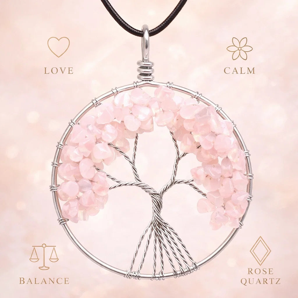 Tree of Life Crystal Pendant – Natural Stone Symbol Jewelry