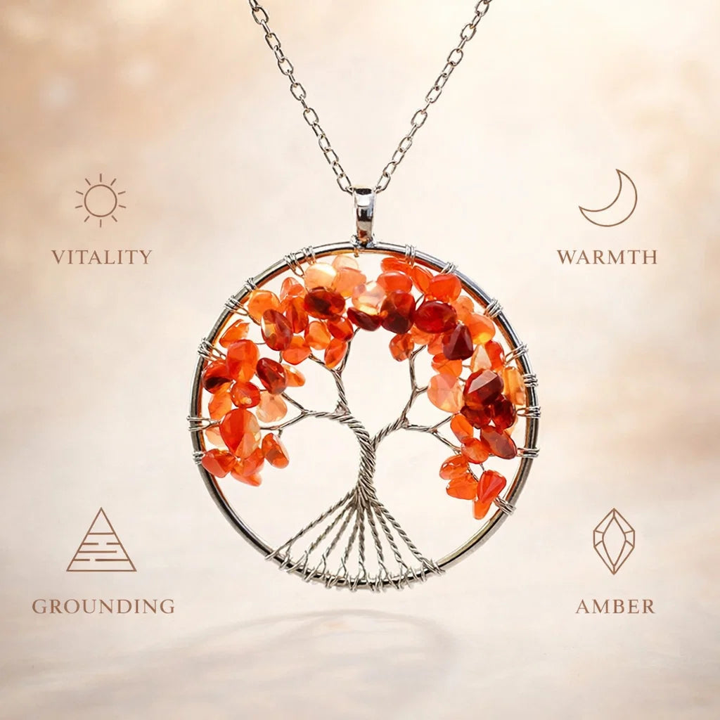 Tree of Life Crystal Pendant – Natural Stone Symbol Jewelry