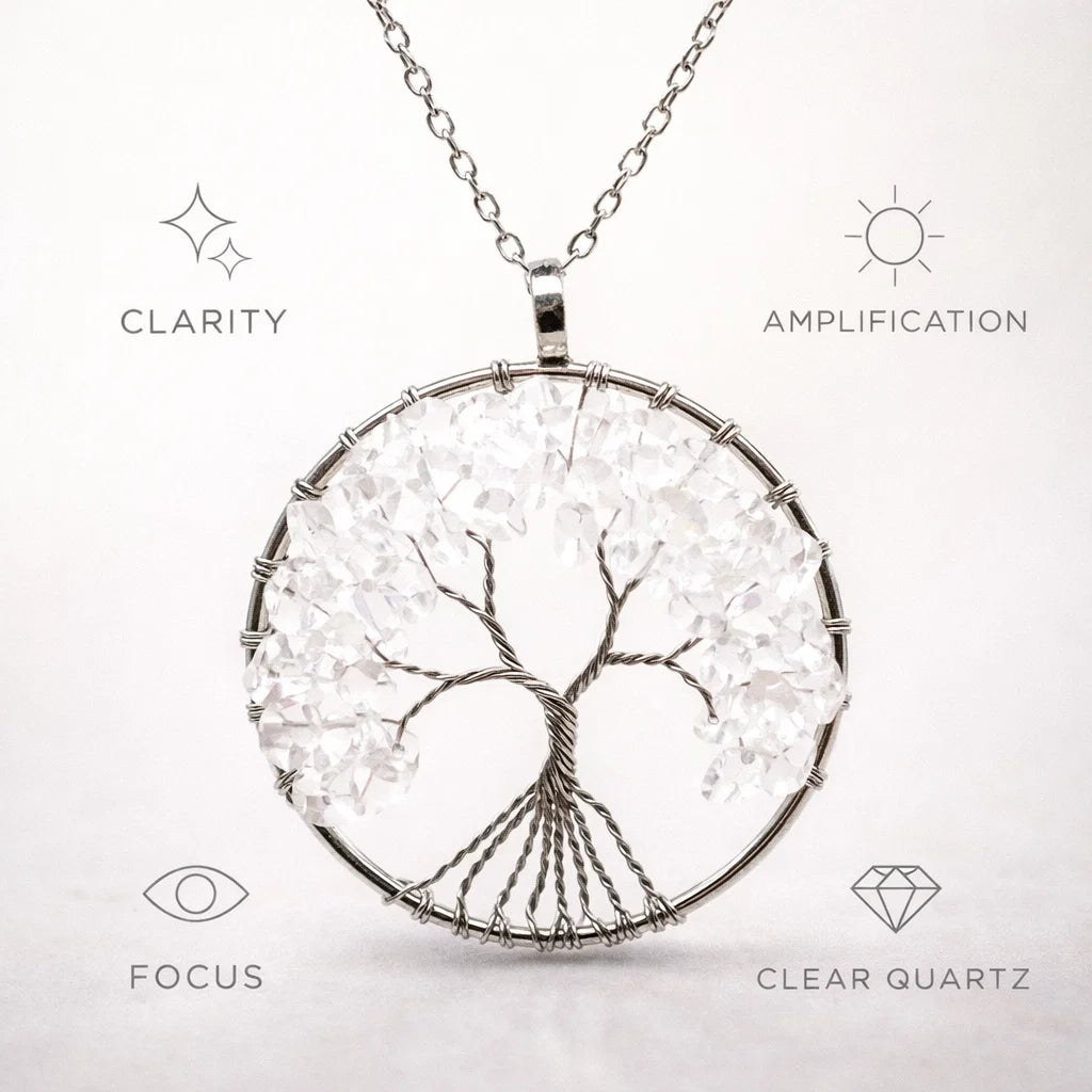 Tree of Life Crystal Pendant – Natural Stone Symbol Jewelry