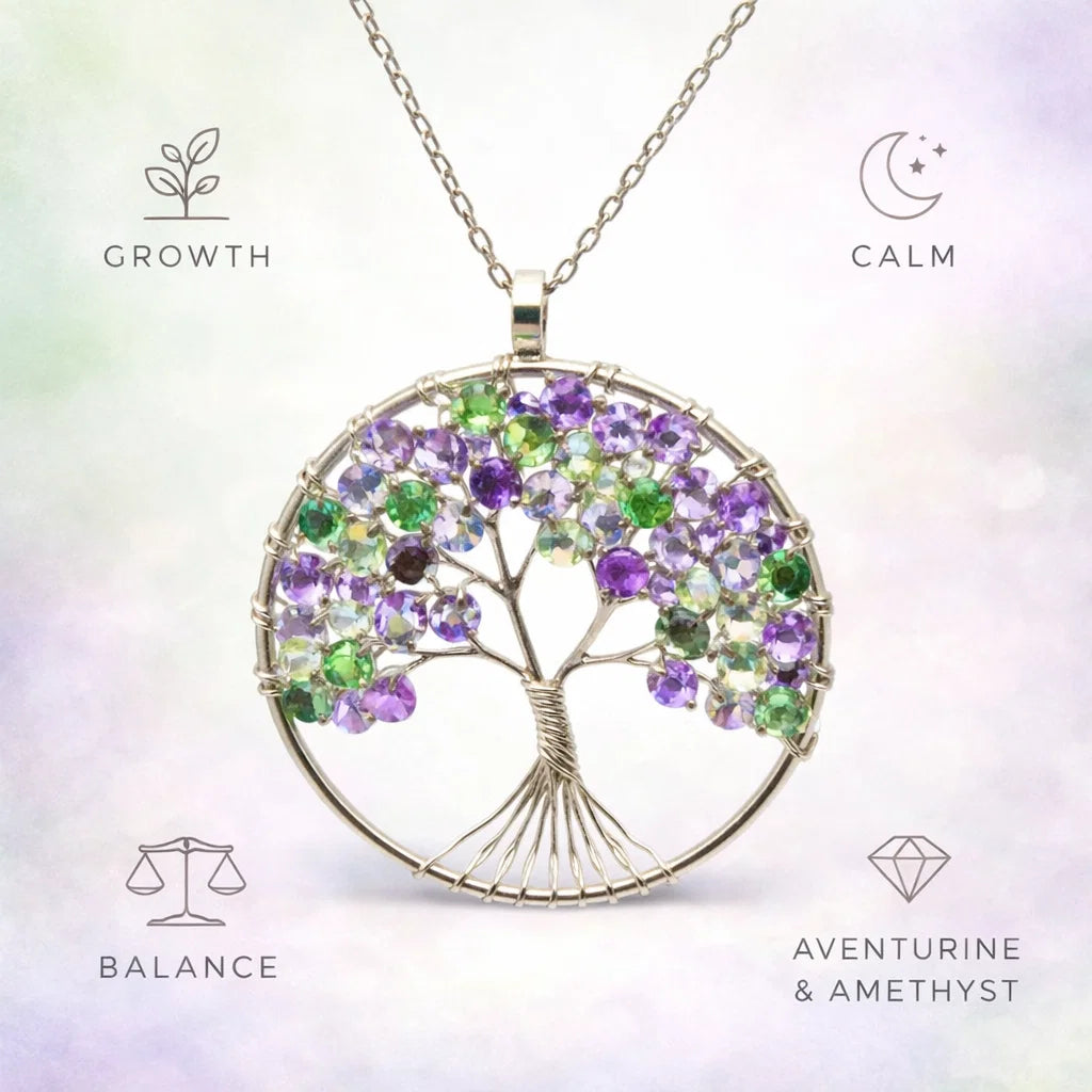 Tree of Life Crystal Pendant – Natural Stone Symbol Jewelry