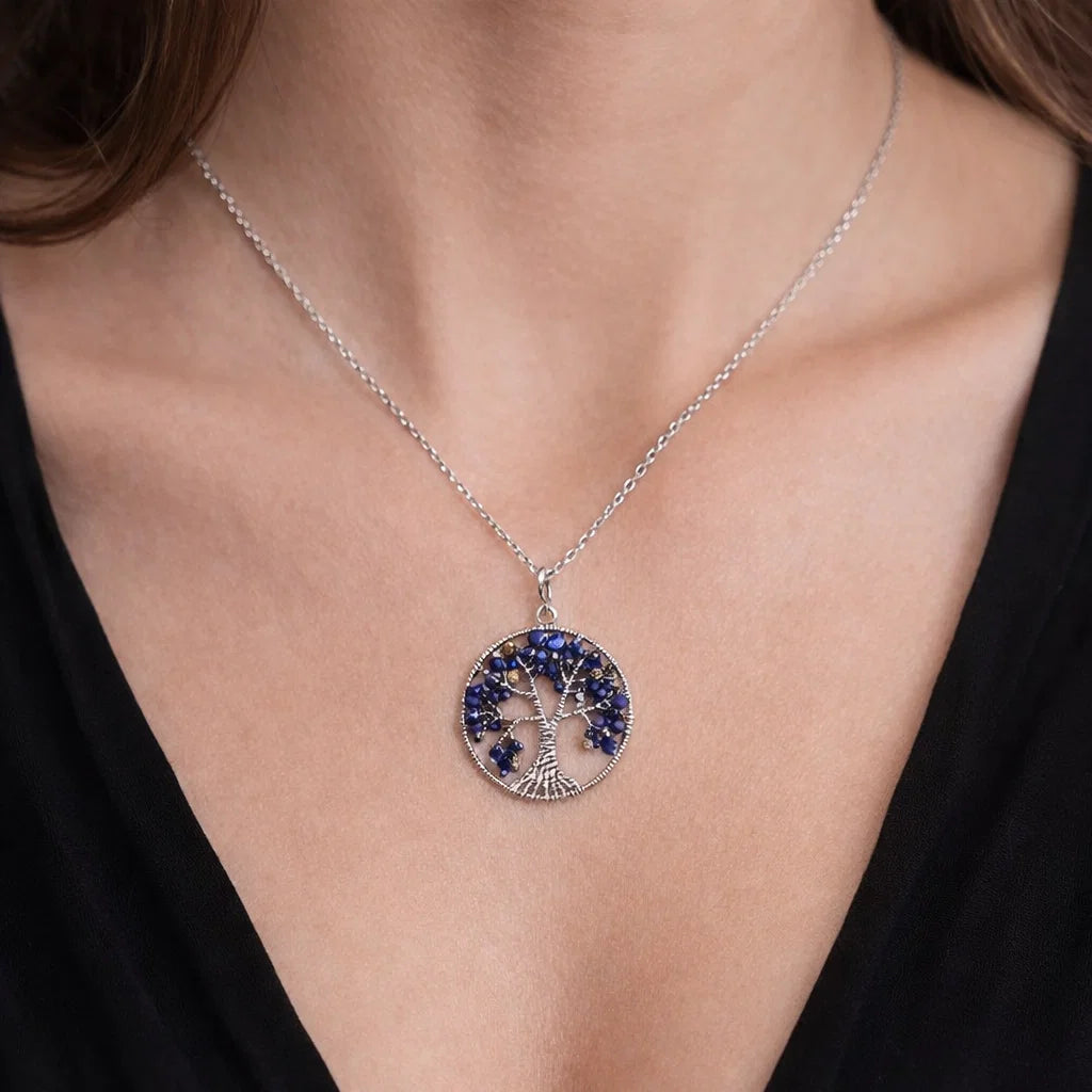 Tree of Life Crystal Pendant – Natural Stone Symbol Jewelry crystal pendant necklace - alternate view - Aroma Paradise